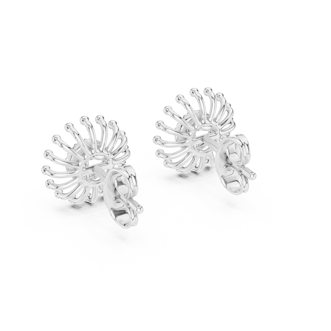 Small diamond earrings with polished setting.