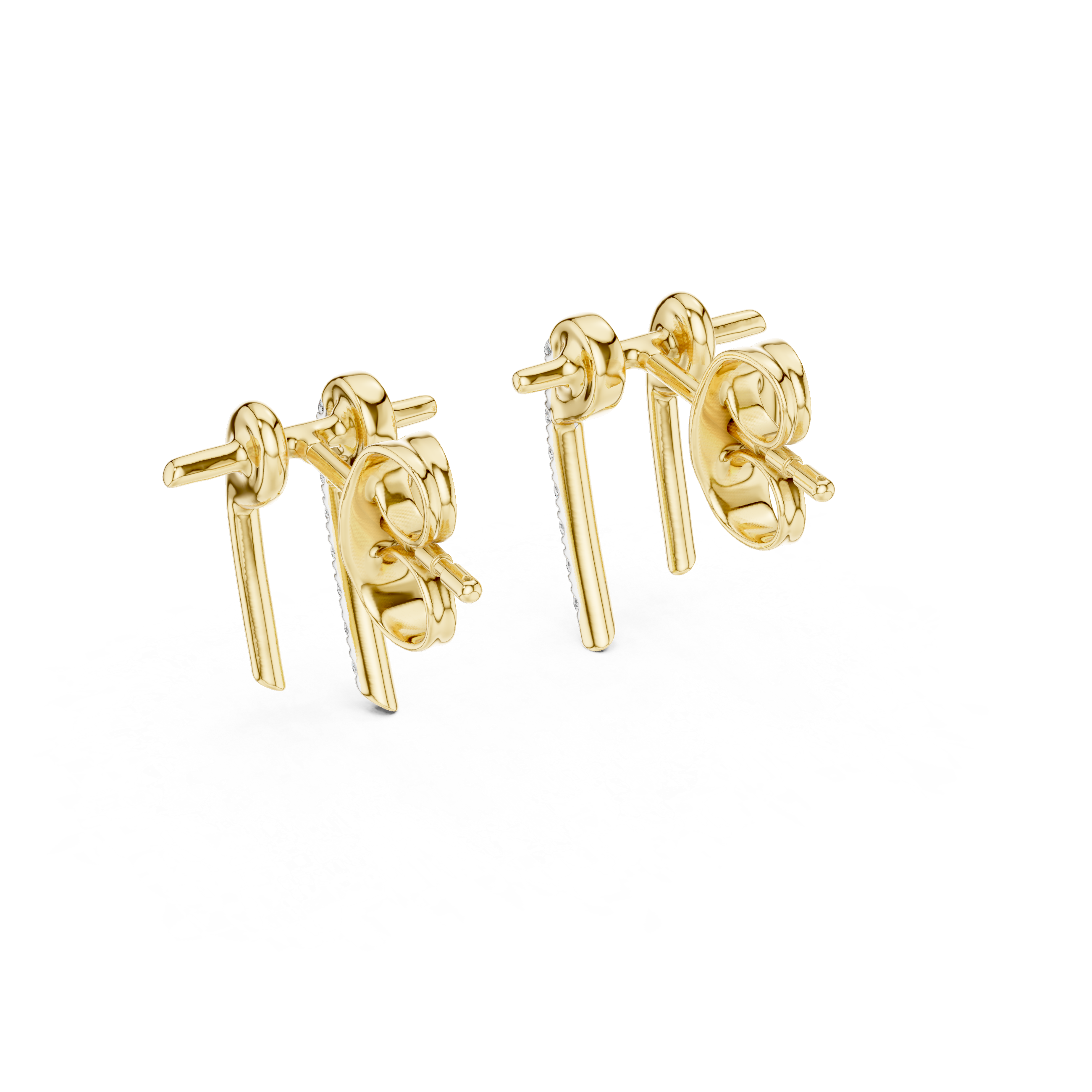 Modern bar earrings with straight-line design.