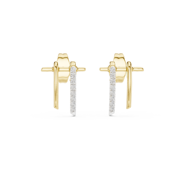 Small heart-shaped stud earrings in gold.