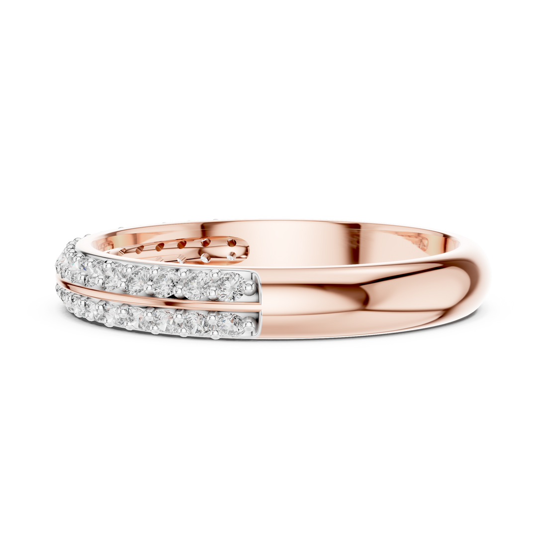 Round Cut Diamond Double Row Pavé Band Ring
