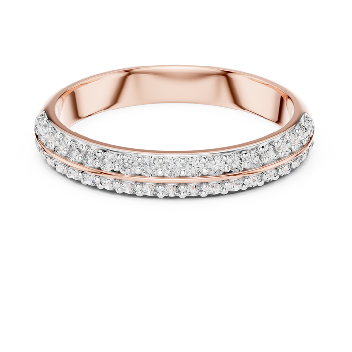 Round Cut Diamond Double Row Pavé Band Ring