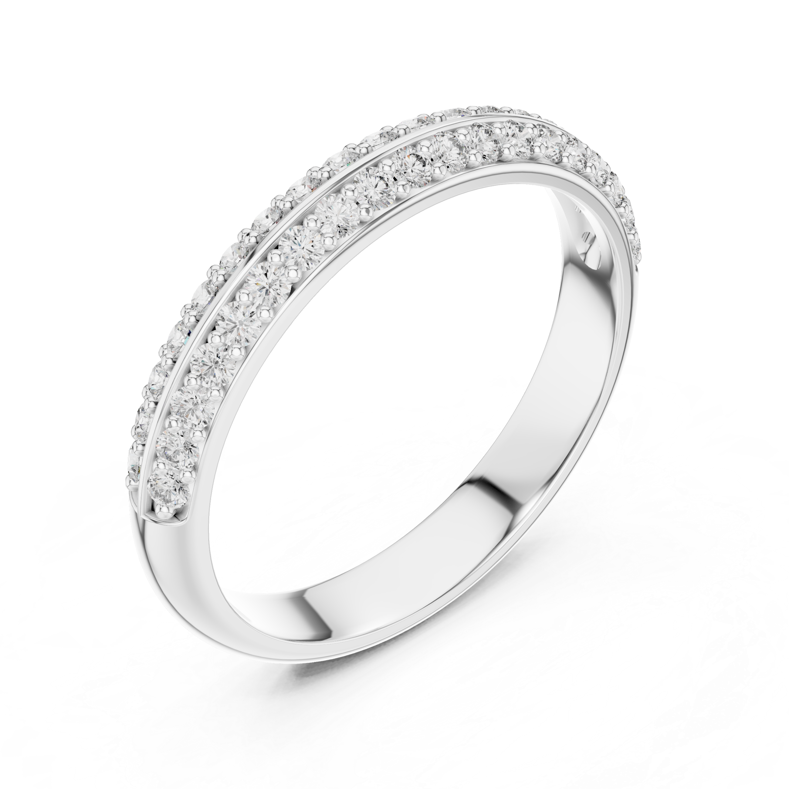 Round Cut Diamond Double Row Pavé Band Ring