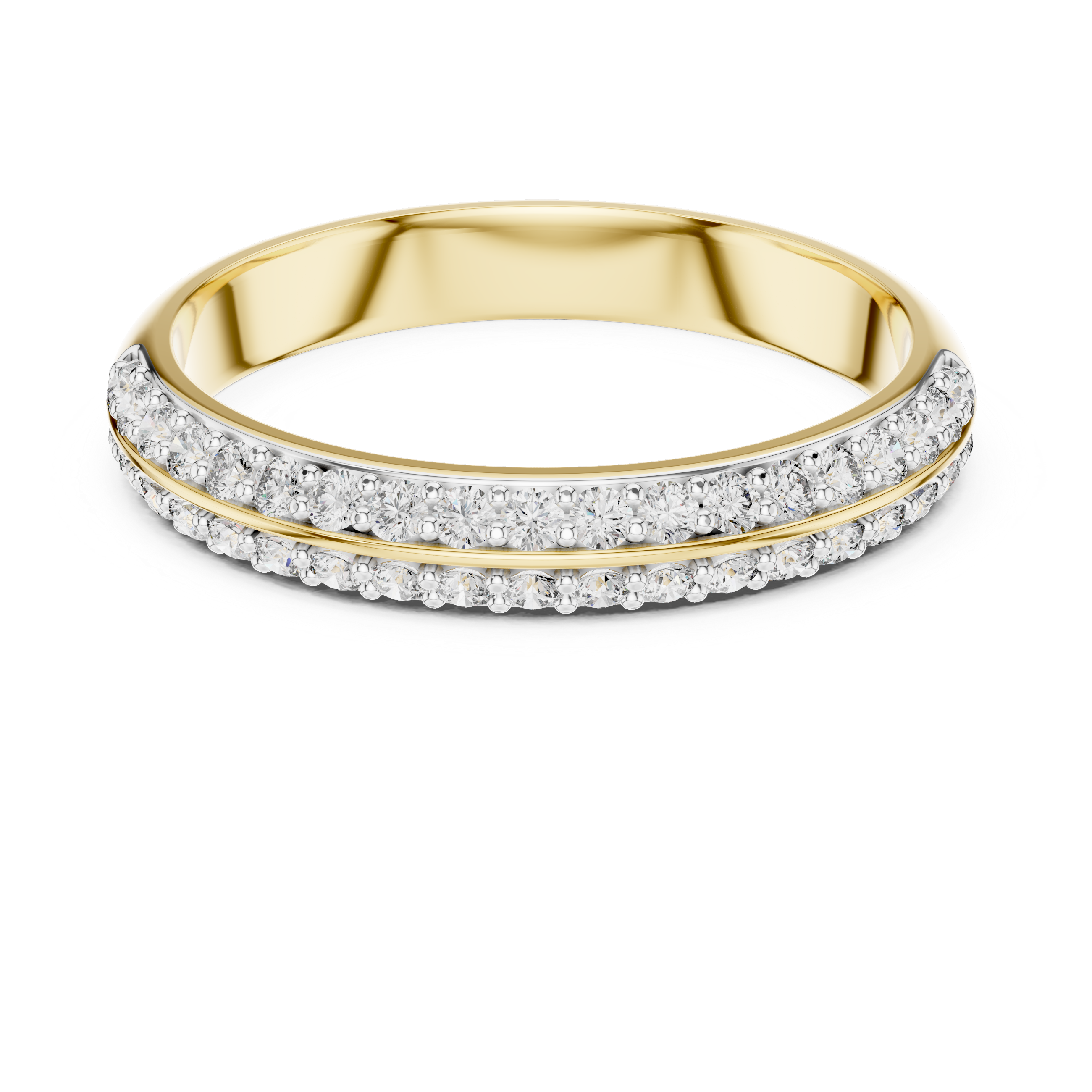 Round Cut Diamond Double Row Pavé Band Ring