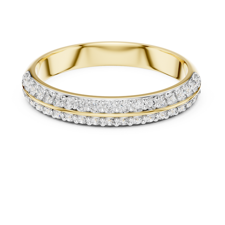 Round Cut Diamond Double Row Pavé Band Ring