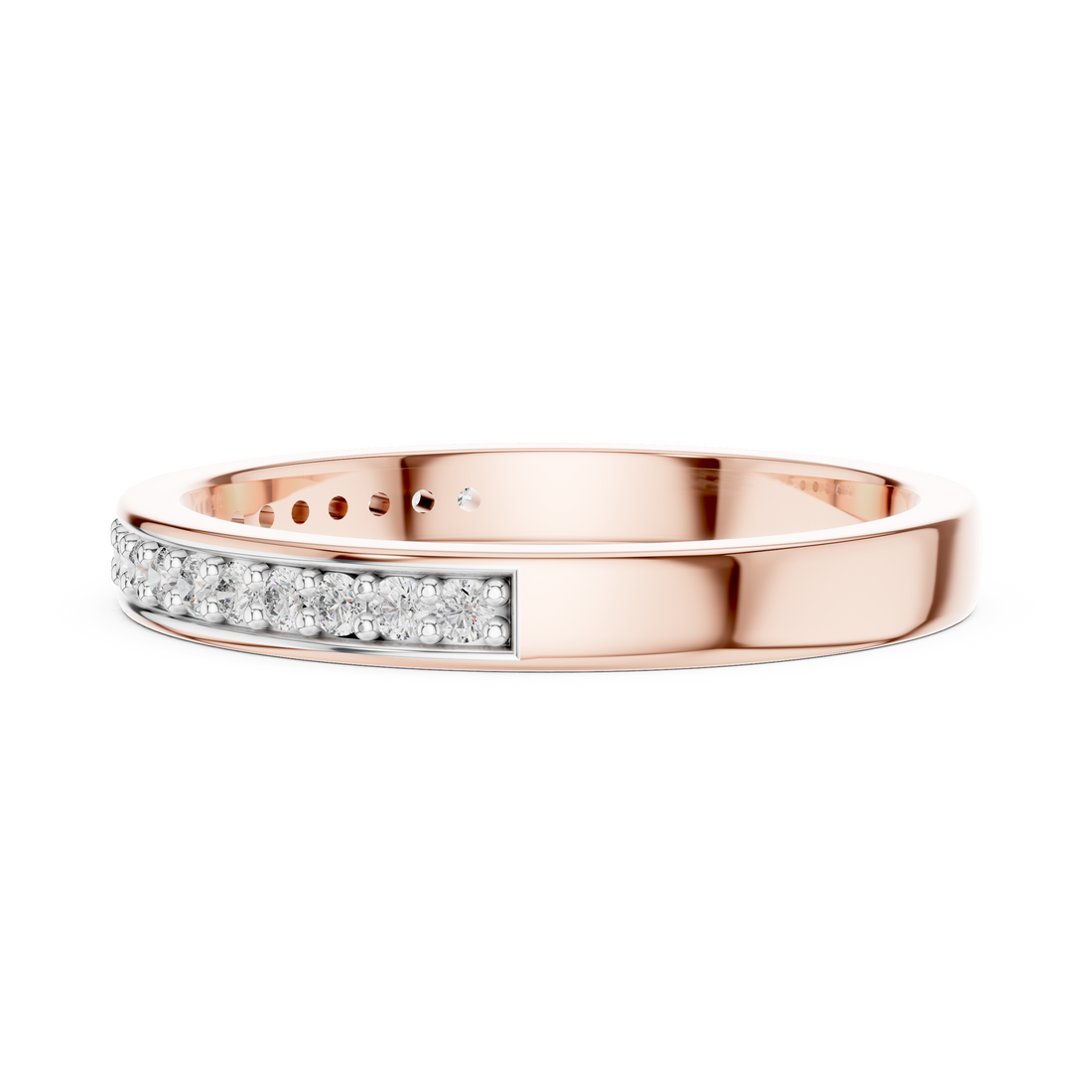 Round Cut Diamond Single Row Pavé Band Ring