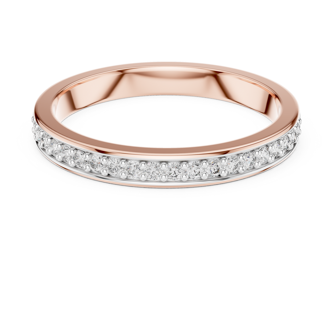 Round Cut Diamond Single Row Pavé Band Ring