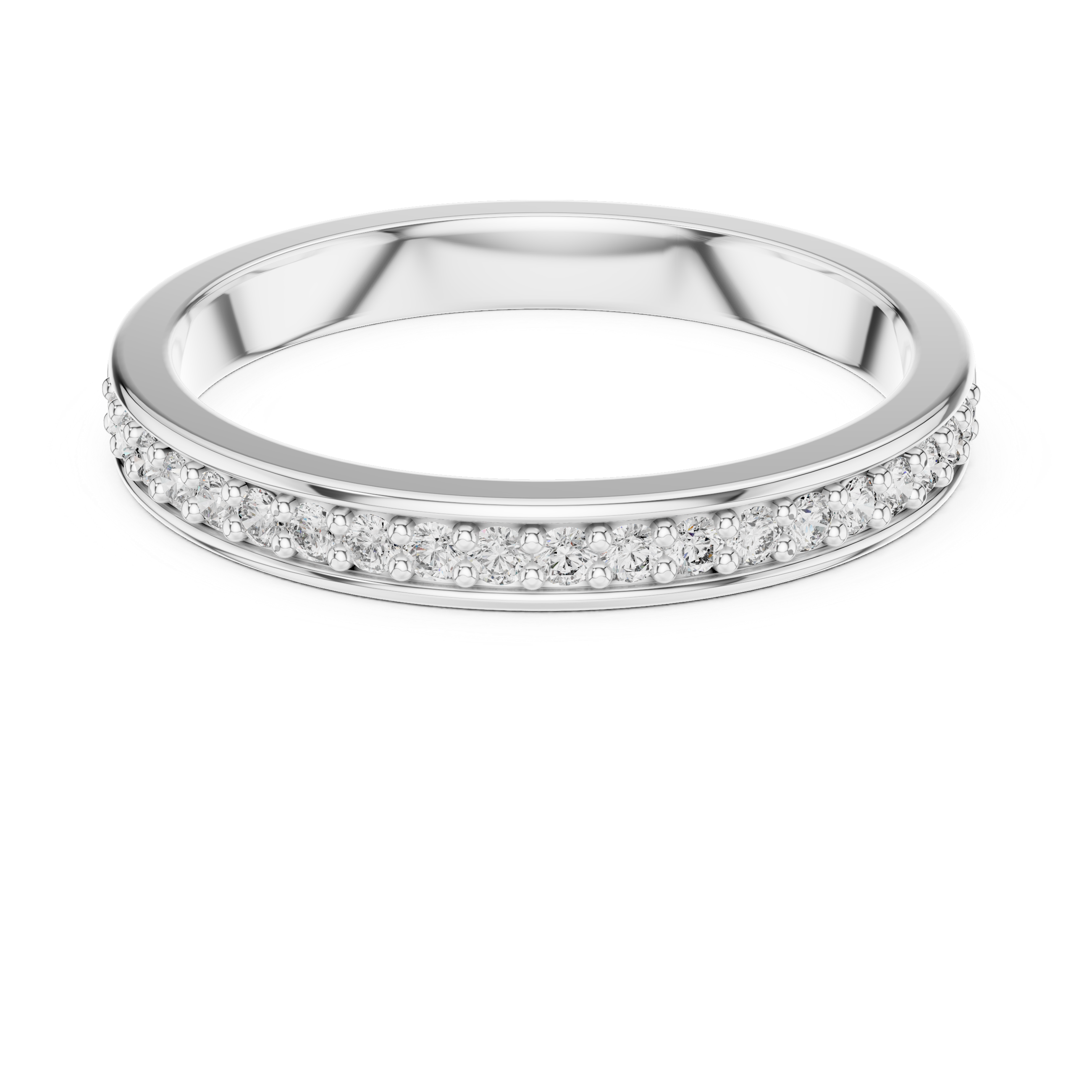 Round Cut Diamond Single Row Pavé Band Ring