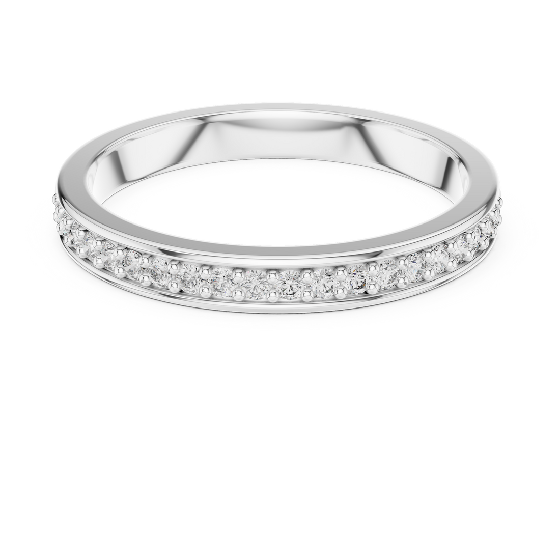 Round Cut Diamond Single Row Pavé Band Ring