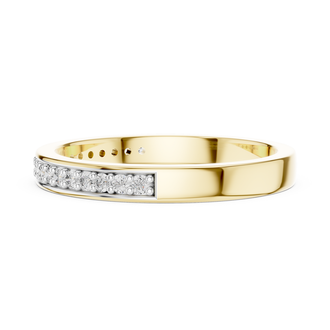 Round Cut Diamond Single Row Pavé Band Ring