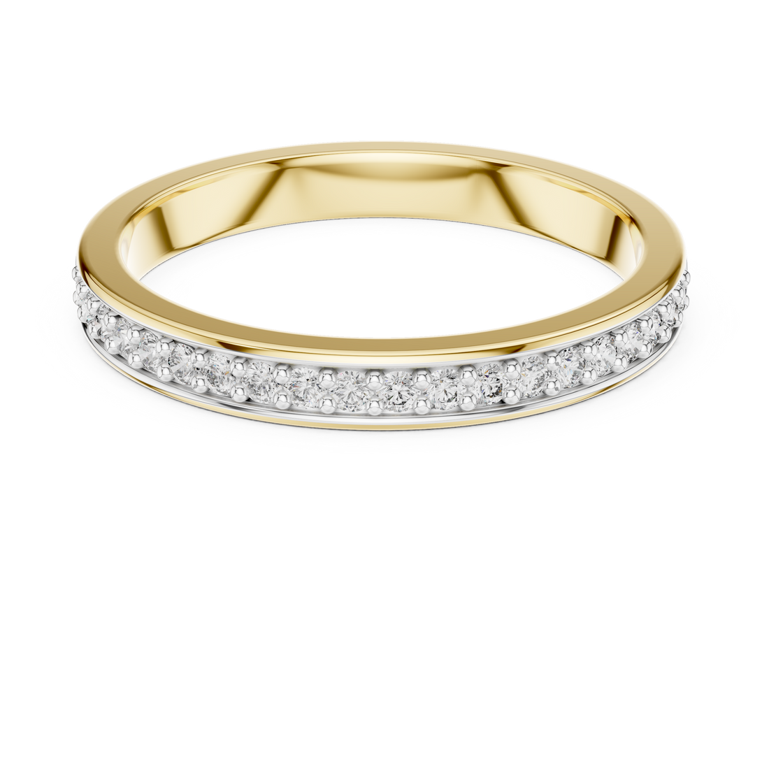 Round Cut Diamond Single Row Pavé Band Ring