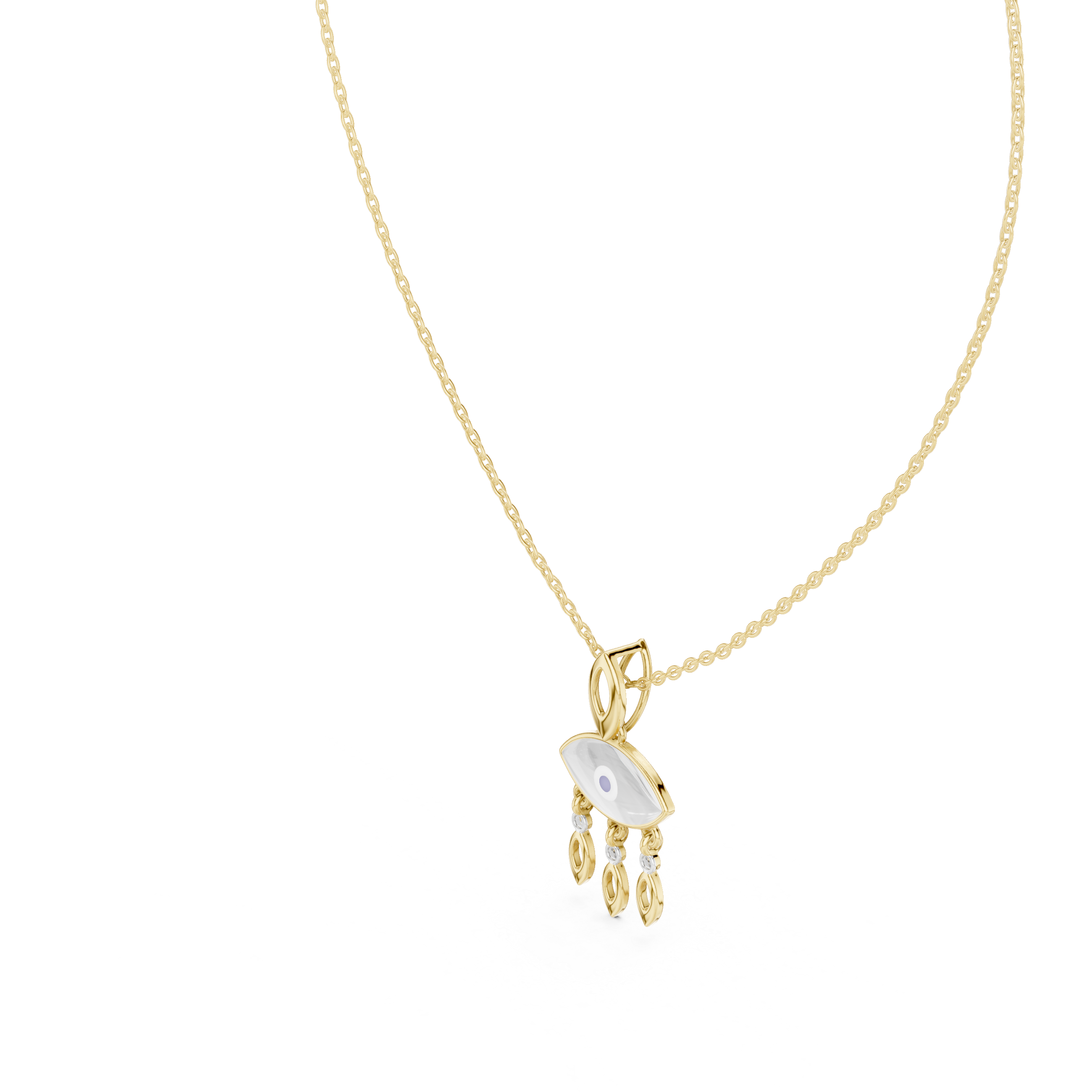 Modern lariat necklace featuring adjustable chain design.