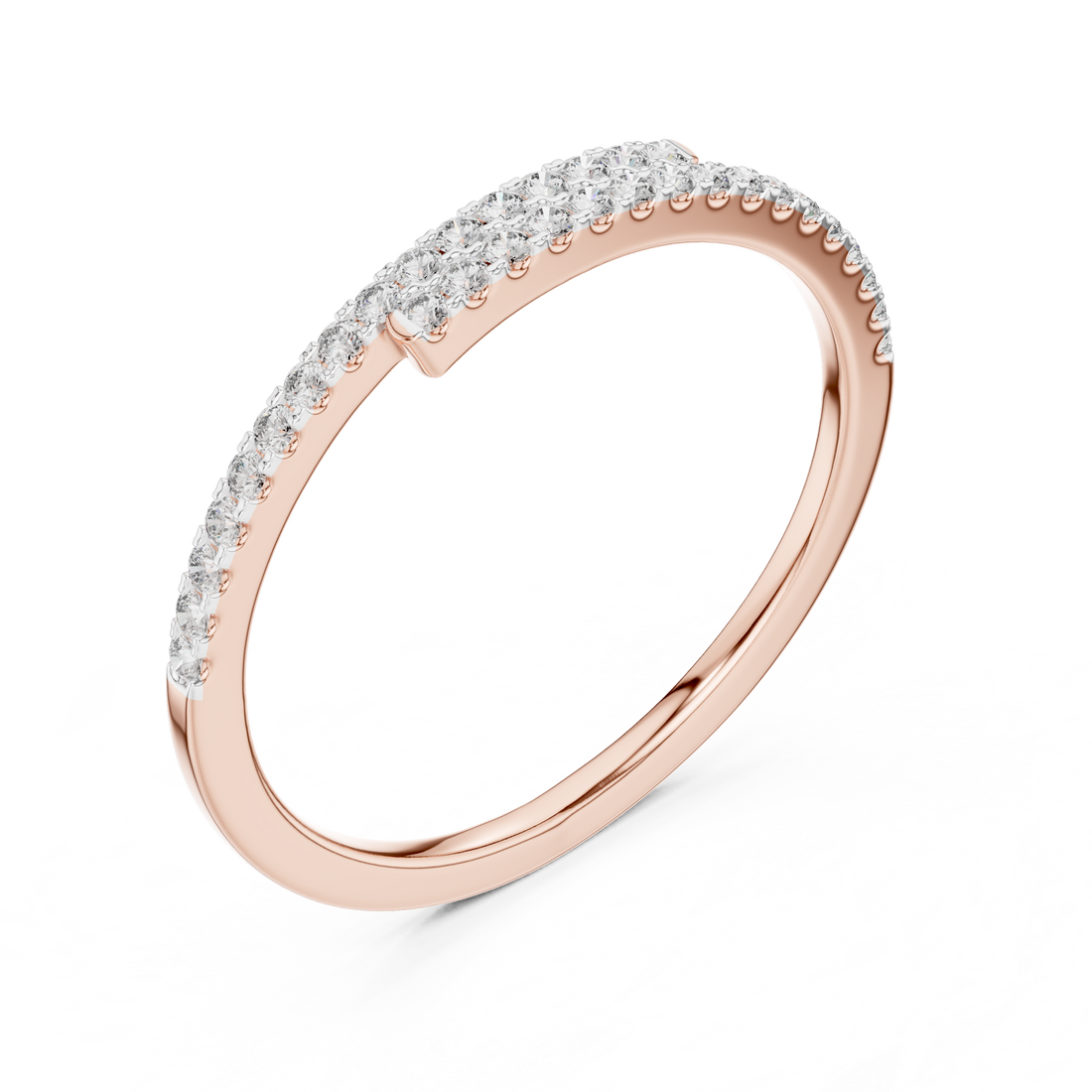 Round Cut Diamond Double Row Pavé Band Ring