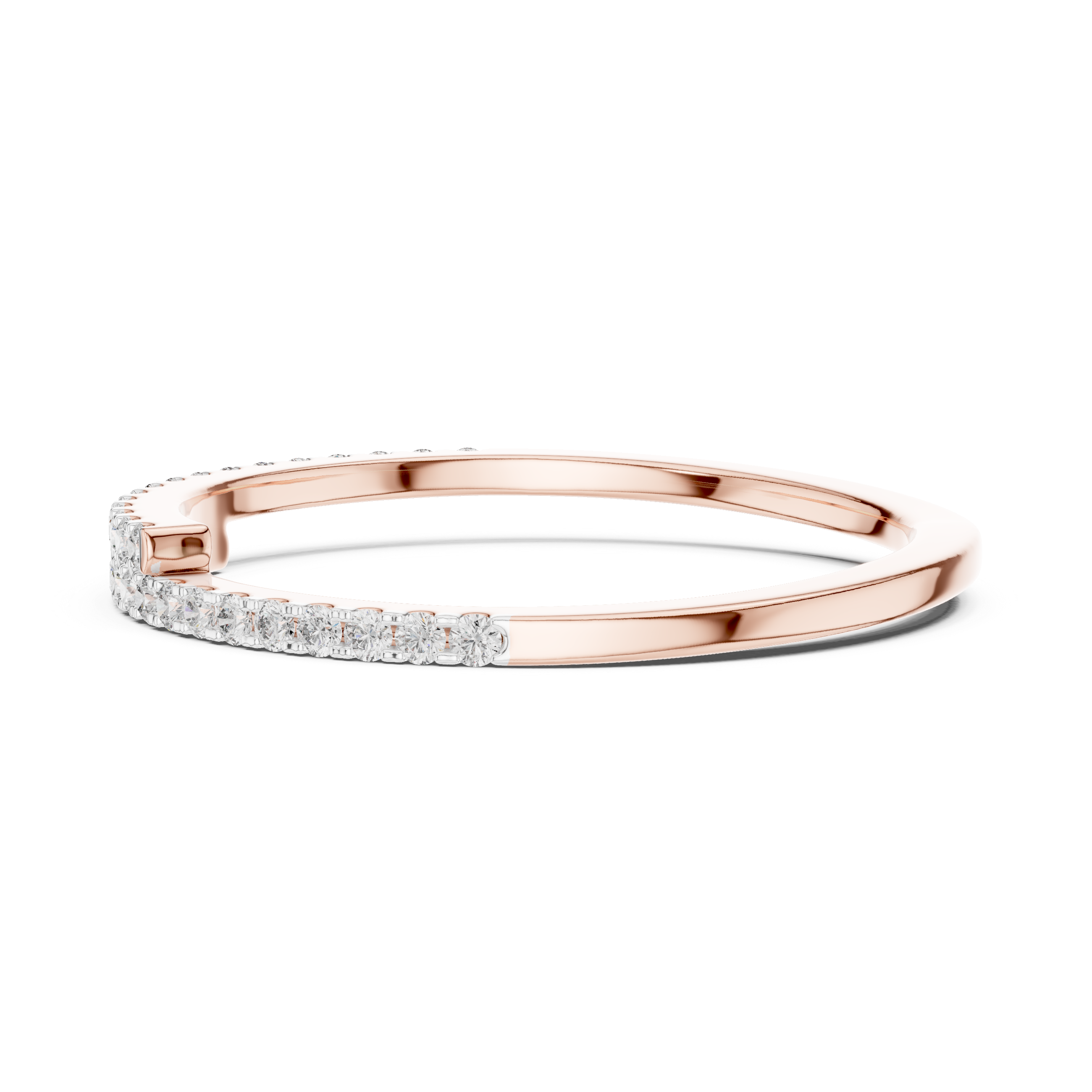 Round Cut Diamond Double Row Pavé Band Ring