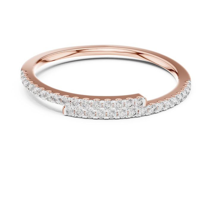 Round Cut Diamond Double Row Pavé Band Ring