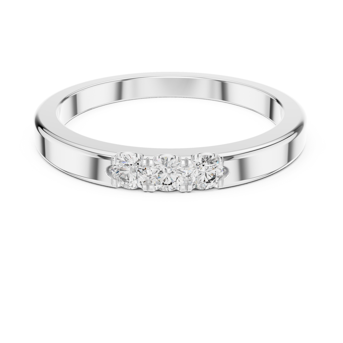 Round Cut Diamond Three Stone Classic Band Ring