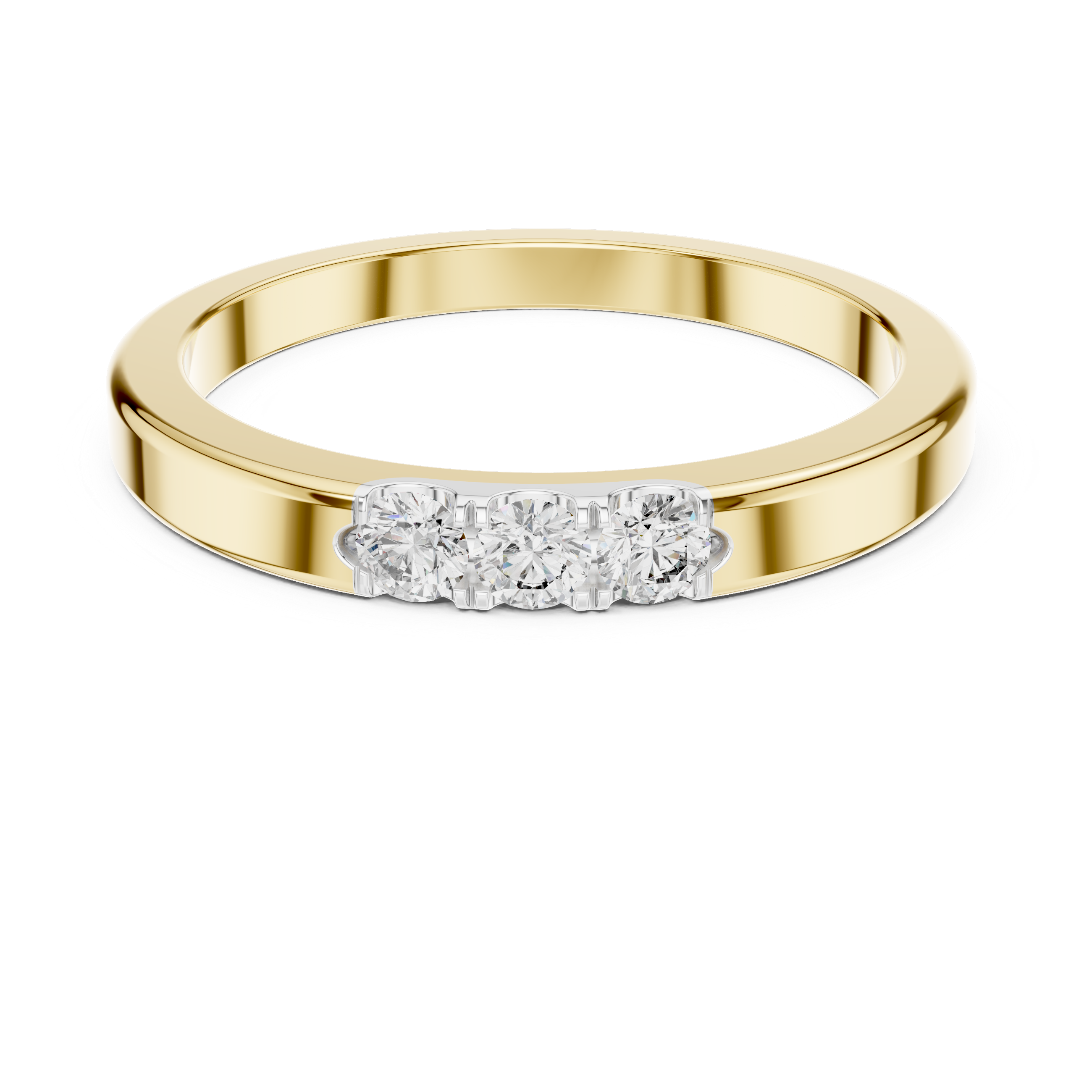 Round Cut Diamond Three Stone Classic Band Ring