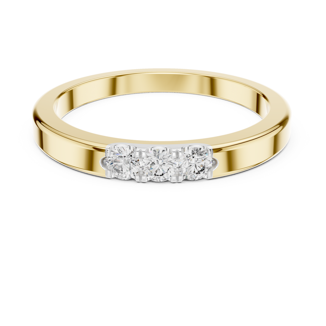 Round Cut Diamond Three Stone Classic Band Ring