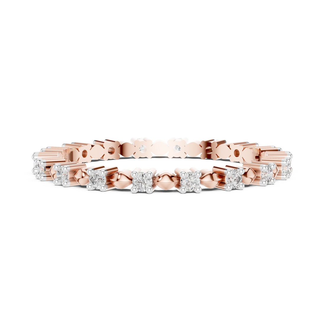 Round Cut Diamond Eternity Band with Collet Set Brilliance