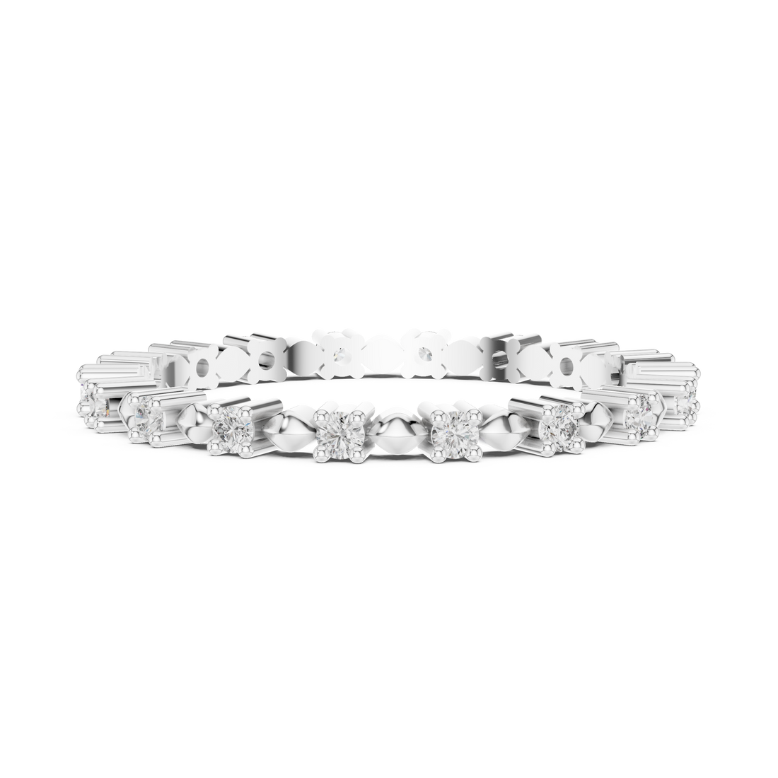 Round Cut Diamond Eternity Band with Collet Set Brilliance