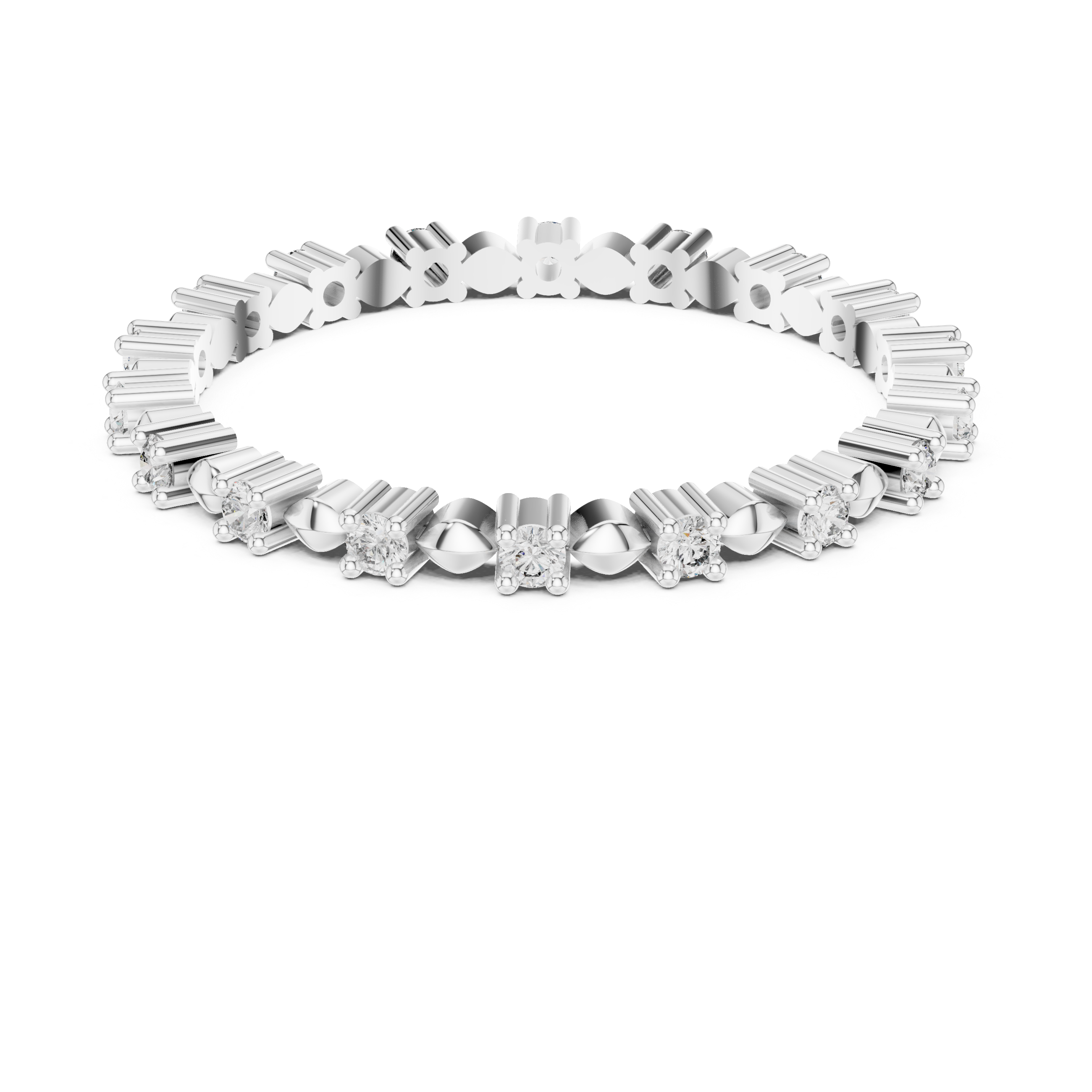 Round Cut Diamond Eternity Band with Collet Set Brilliance
