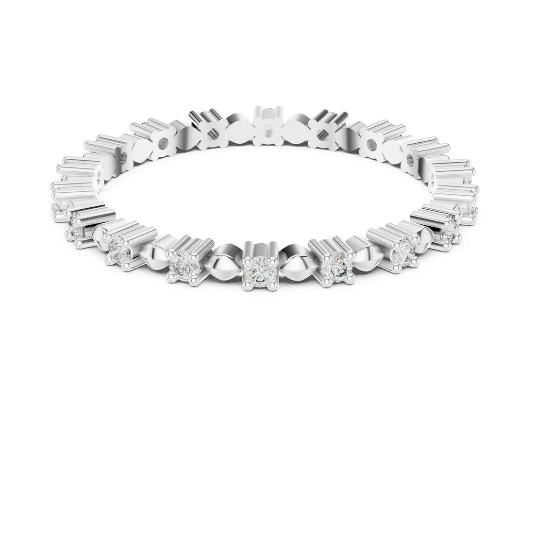 Round Cut Diamond Eternity Band with Collet Set Brilliance