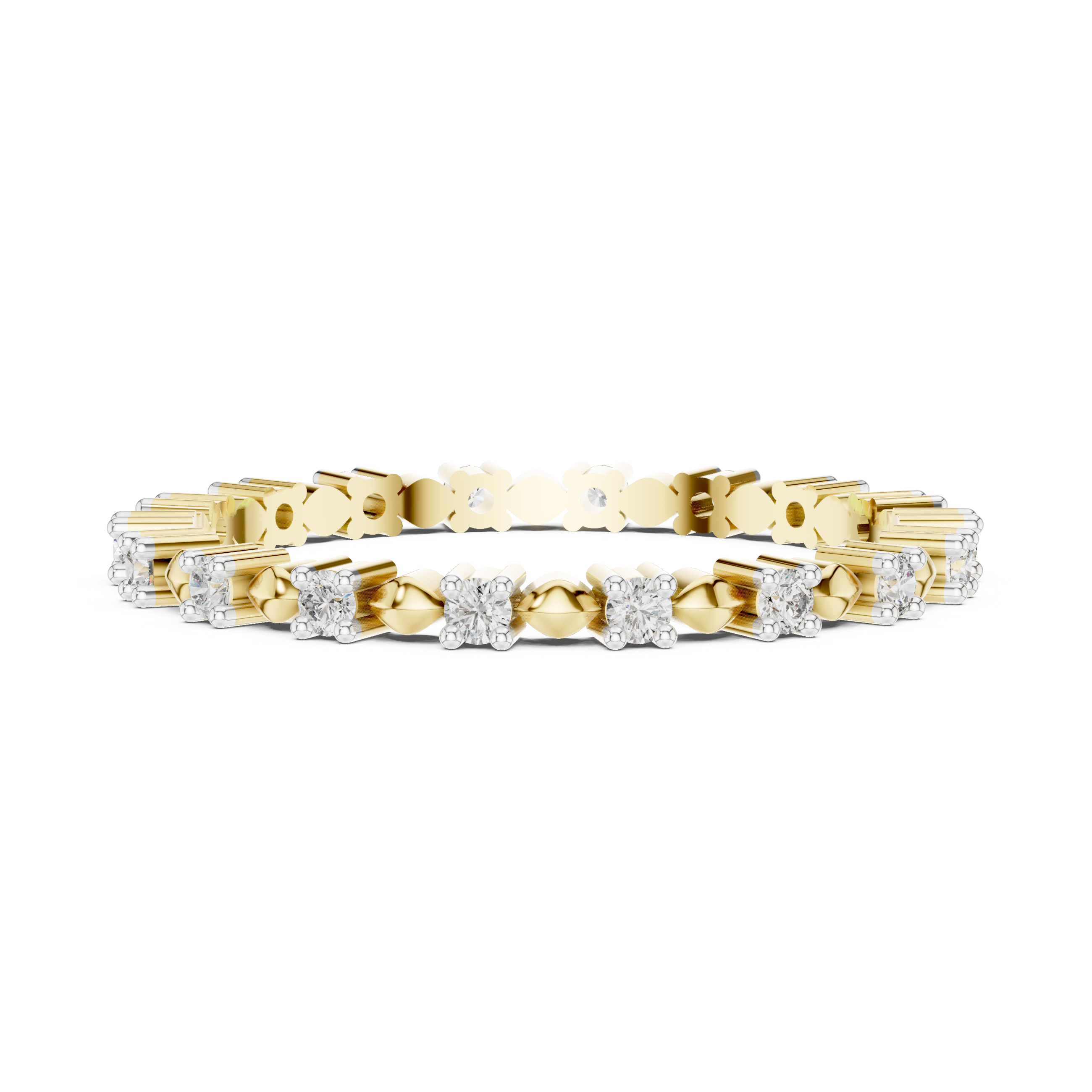 Round Cut Diamond Eternity Band with Collet Set Brilliance