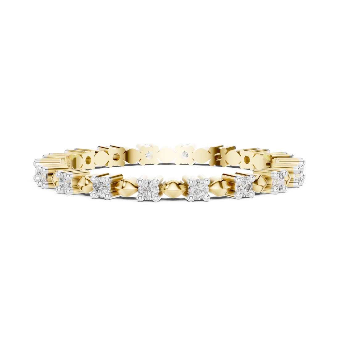 Round Cut Diamond Eternity Band with Collet Set Brilliance