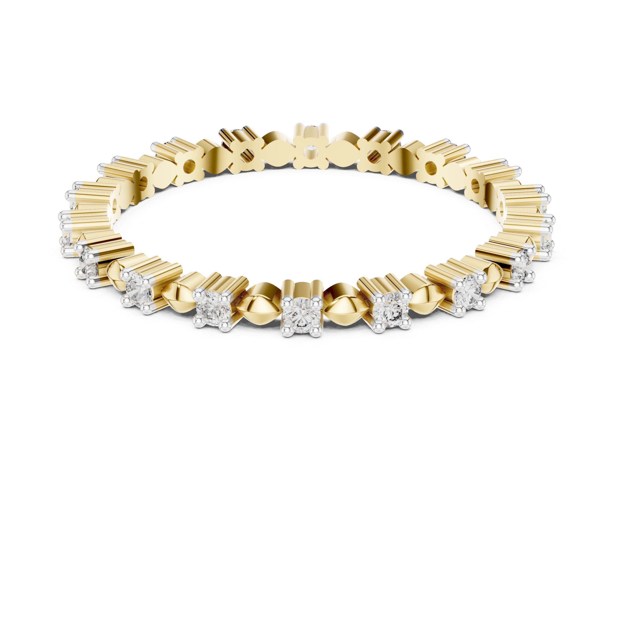 Round Cut Diamond Eternity Band with Collet Set Brilliance