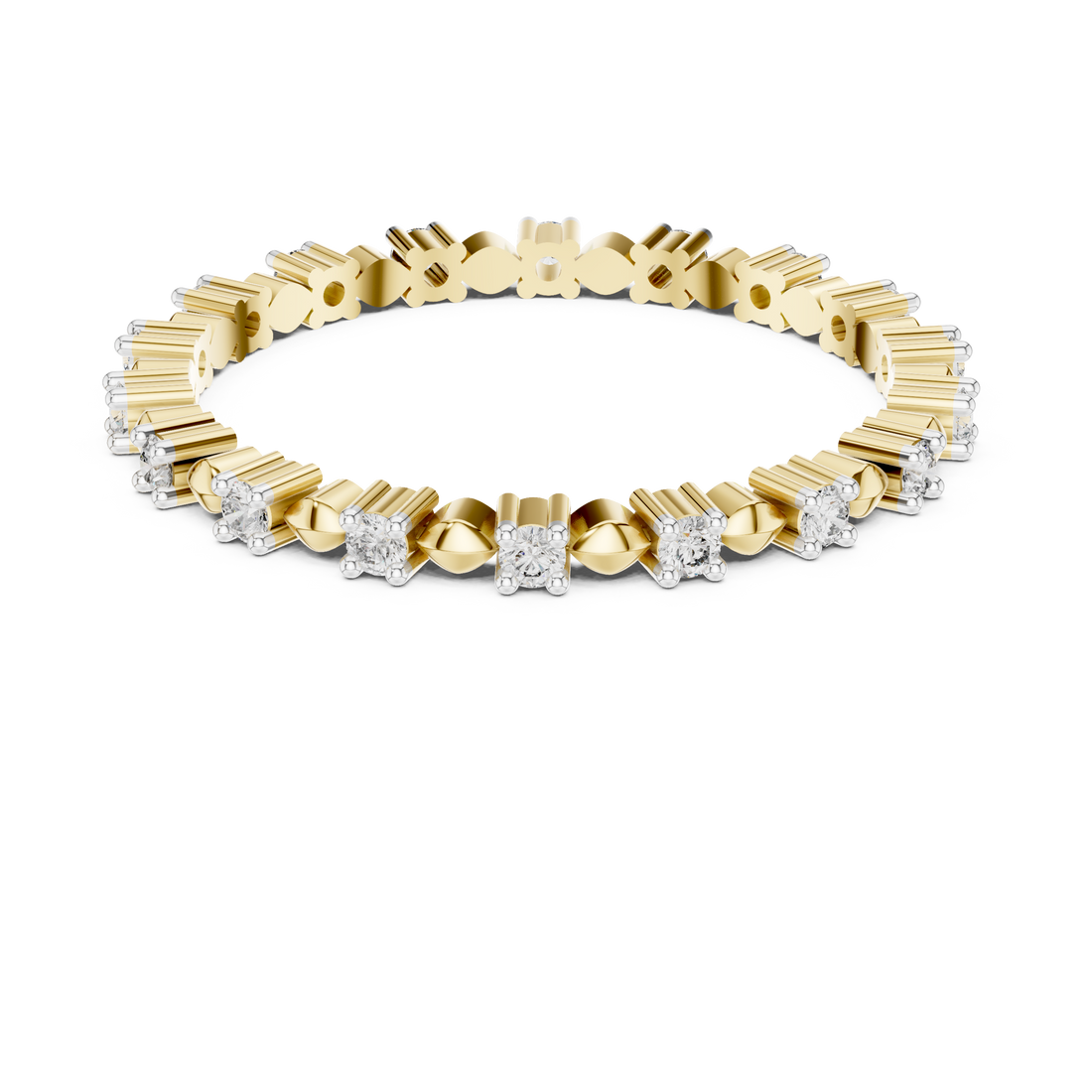 Round Cut Diamond Eternity Band with Collet Set Brilliance