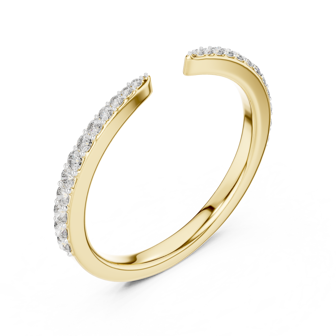 Round Cut Diamond Open Cuff Chevron Band