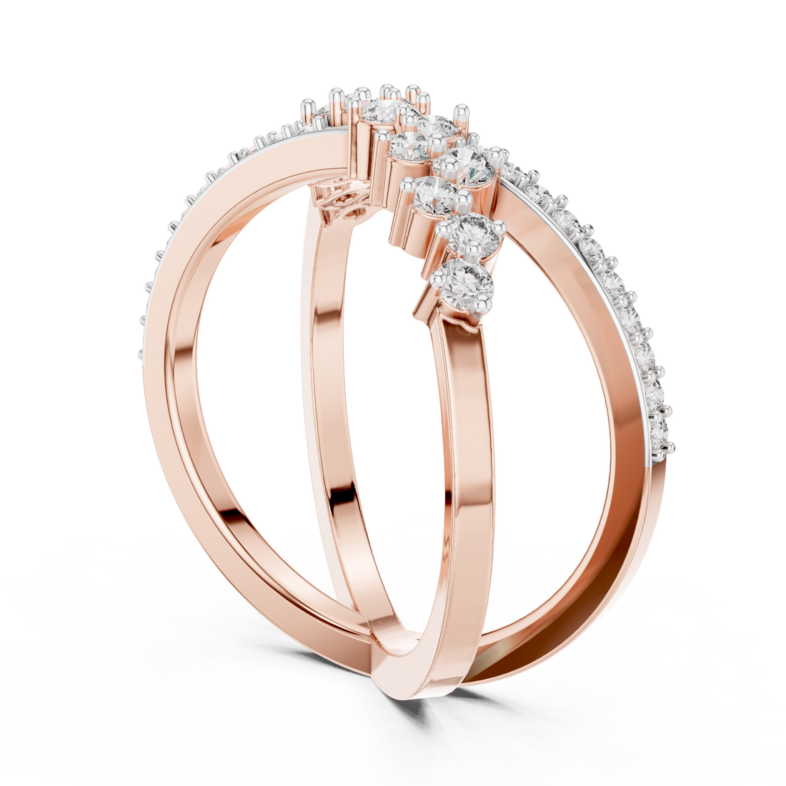 Round Cut Diamond Criss Cross Twist Band