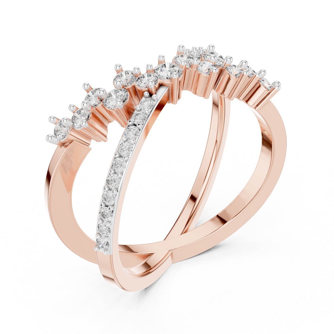 Round Cut Diamond Criss Cross Twist Band