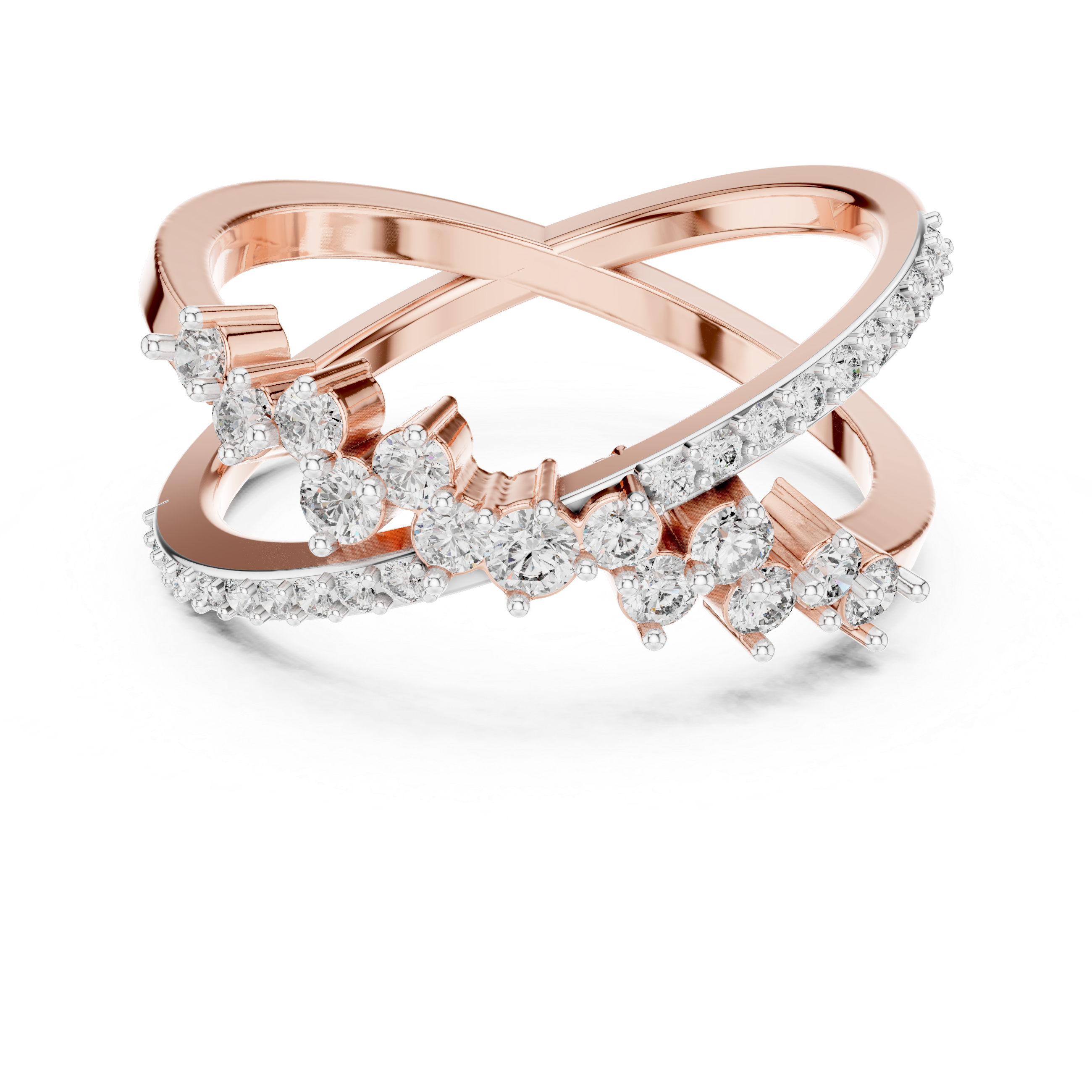 Round Cut Diamond Criss Cross Twist Band