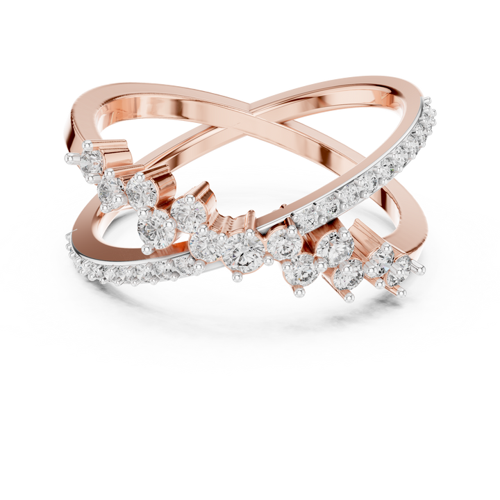 Round Cut Diamond Criss Cross Twist Band