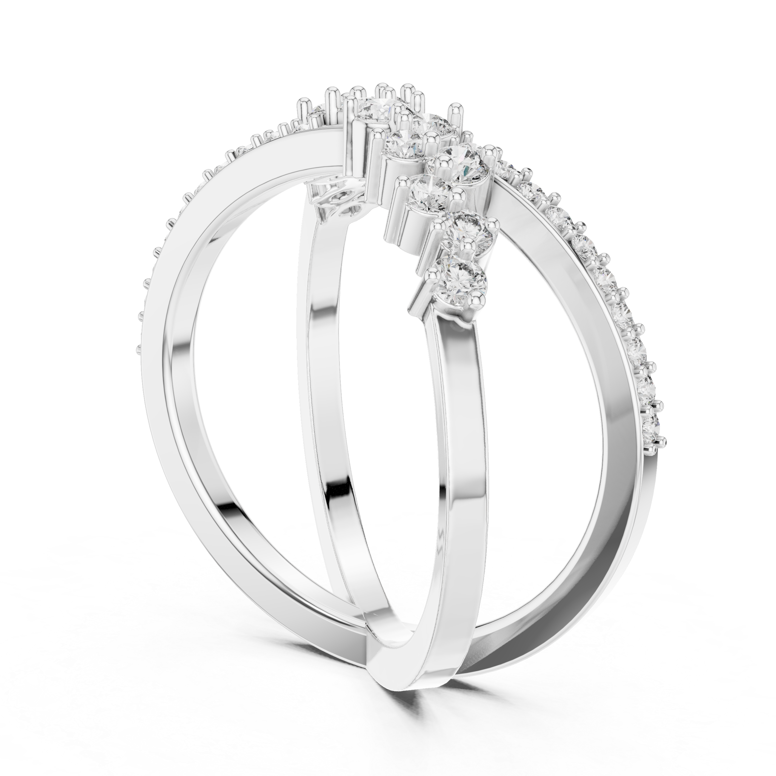 Round Cut Diamond Criss Cross Twist Band