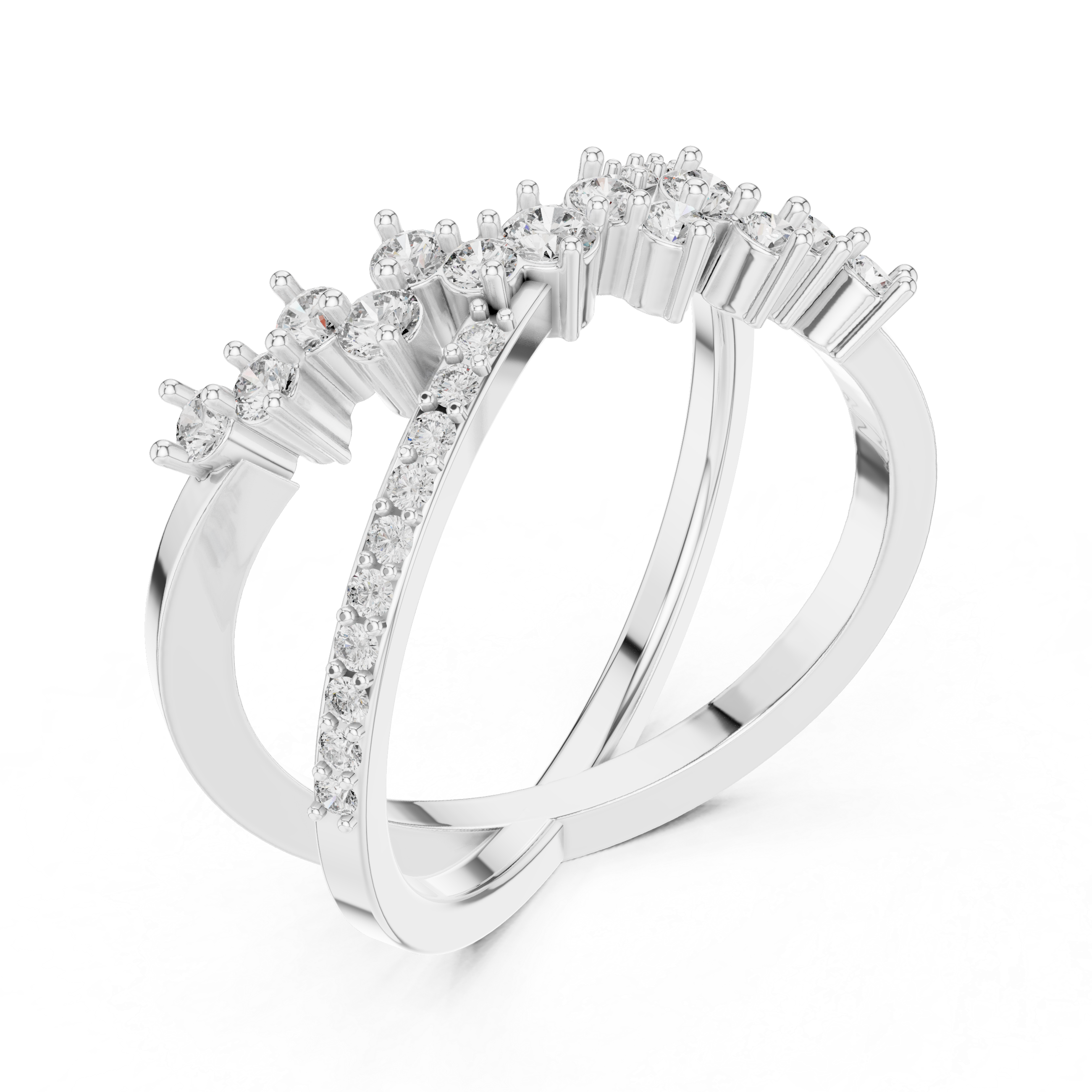 Round Cut Diamond Criss Cross Twist Band