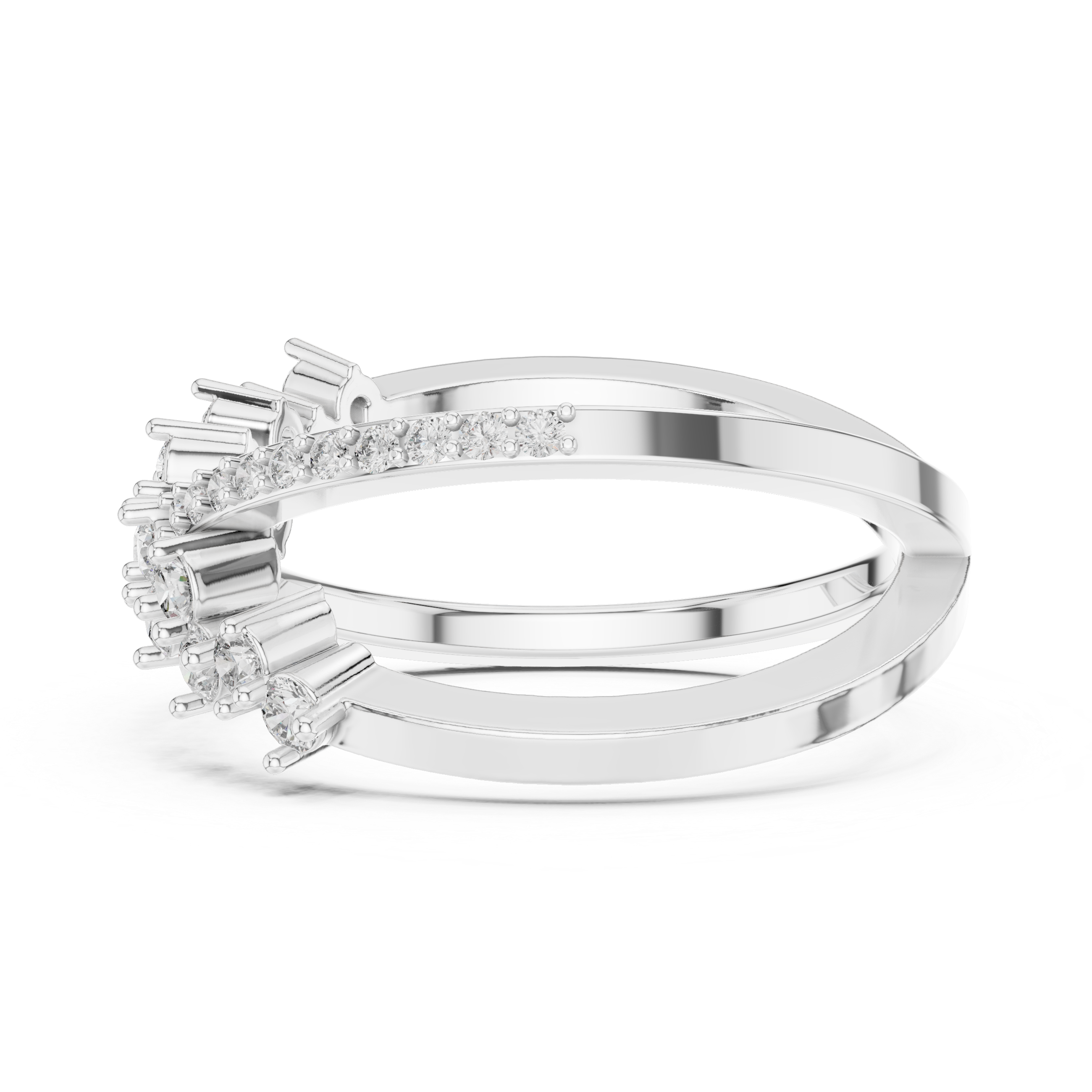 Round Cut Diamond Criss Cross Twist Band