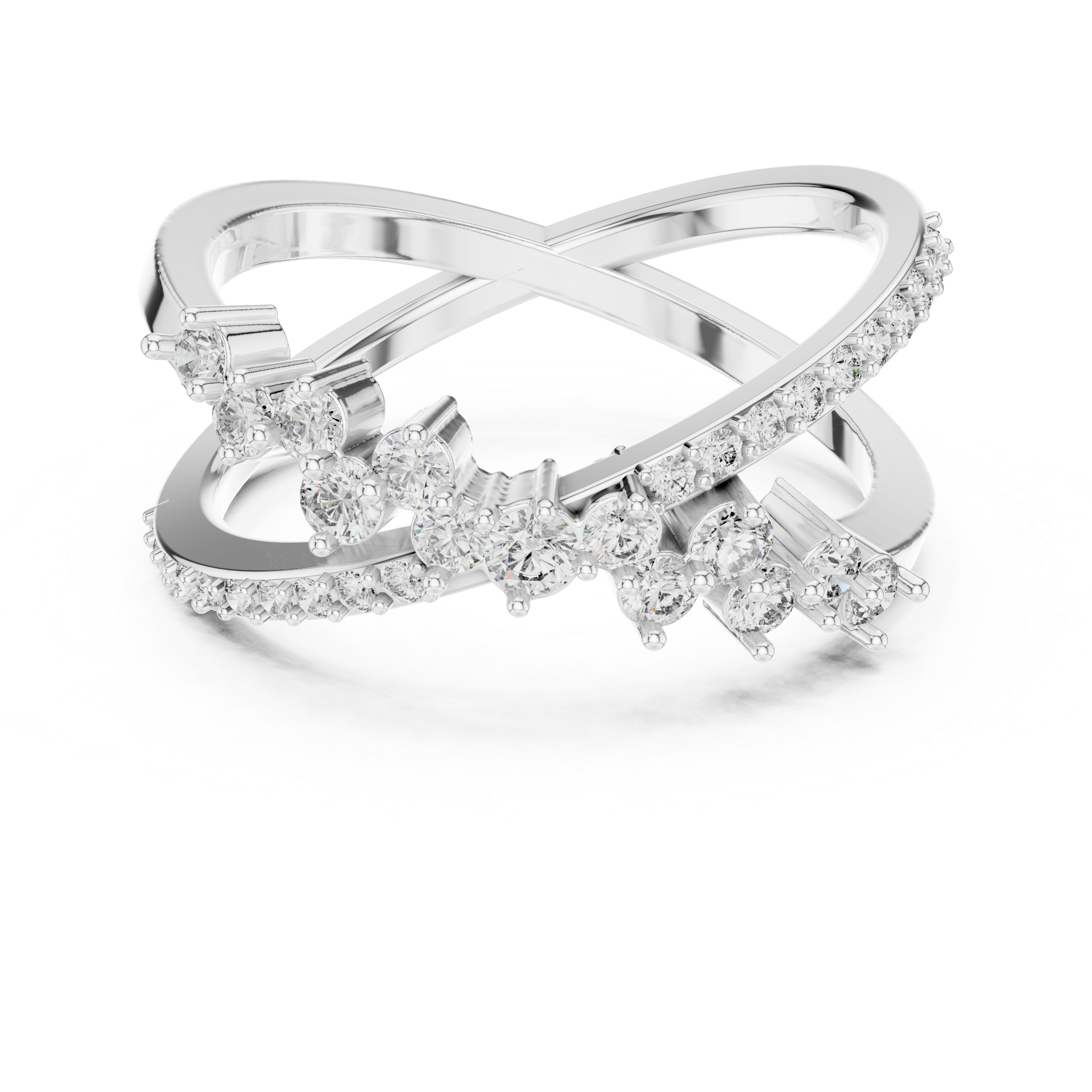 Round Cut Diamond Criss Cross Twist Band