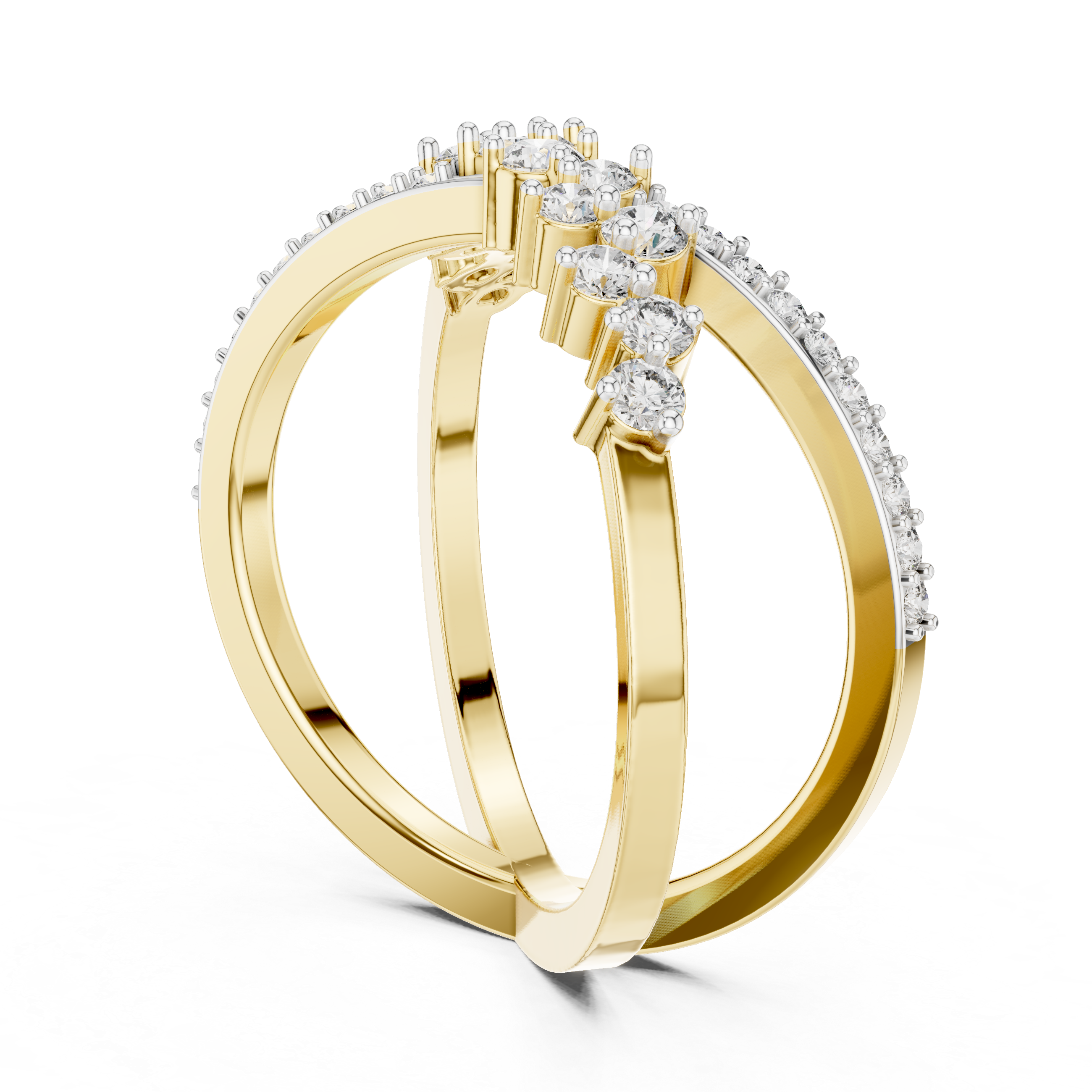 Round Cut Diamond Criss Cross Twist Band