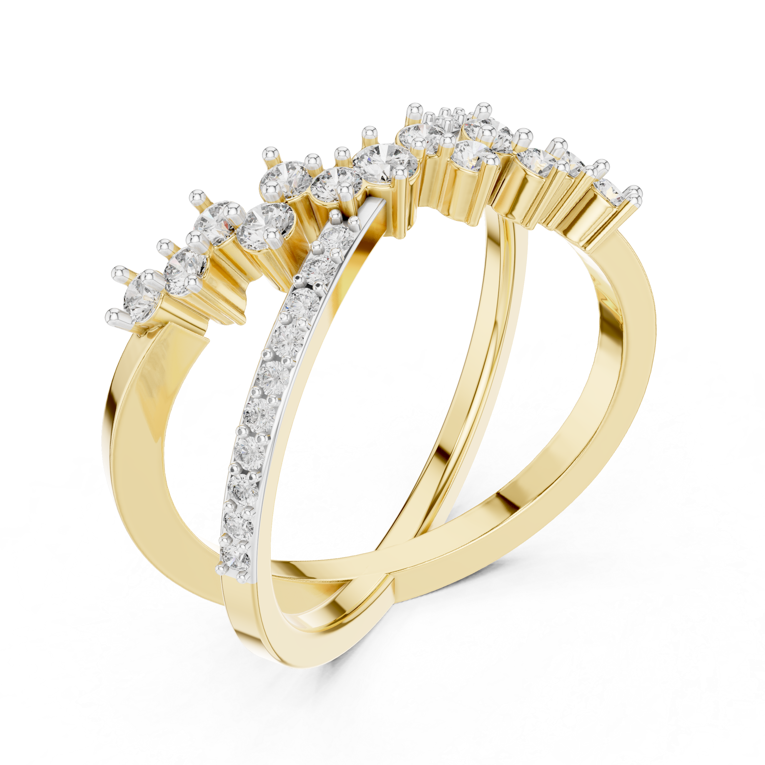 Round Cut Diamond Criss Cross Twist Band