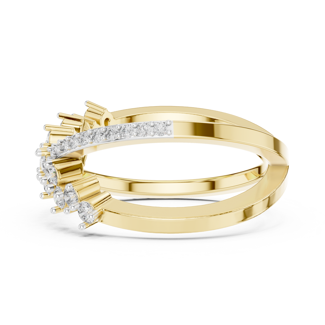 Round Cut Diamond Criss Cross Twist Band