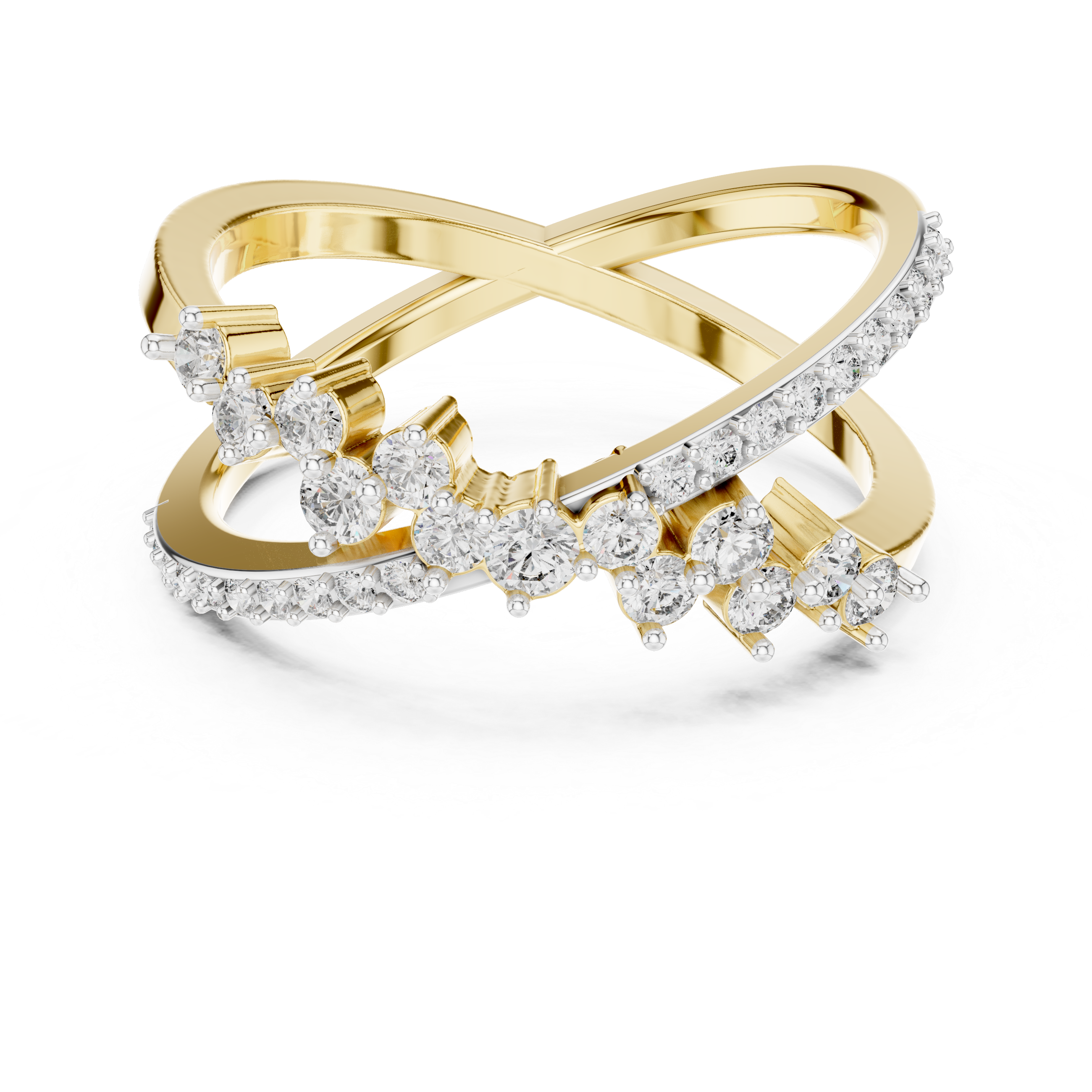 Round Cut Diamond Criss Cross Twist Band