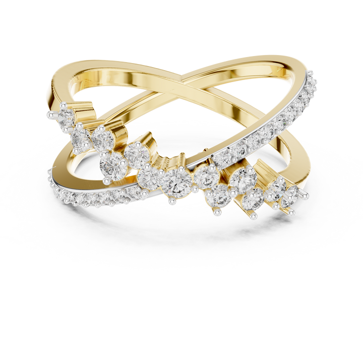 Round Cut Diamond Criss Cross Twist Band