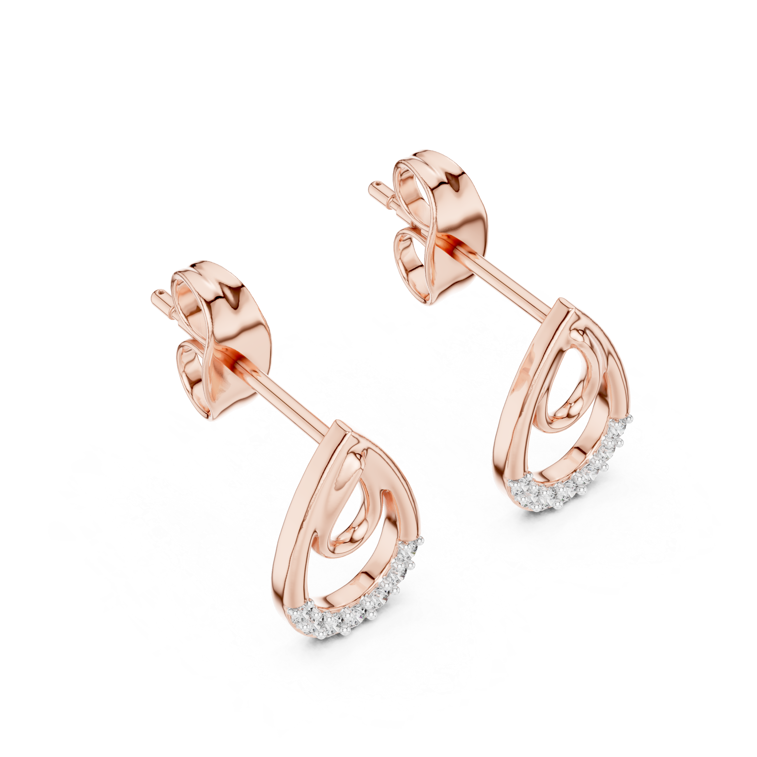 Diamond Pavé Teardrop Open Hoop Drop Earrings with Round Brilliant Accents