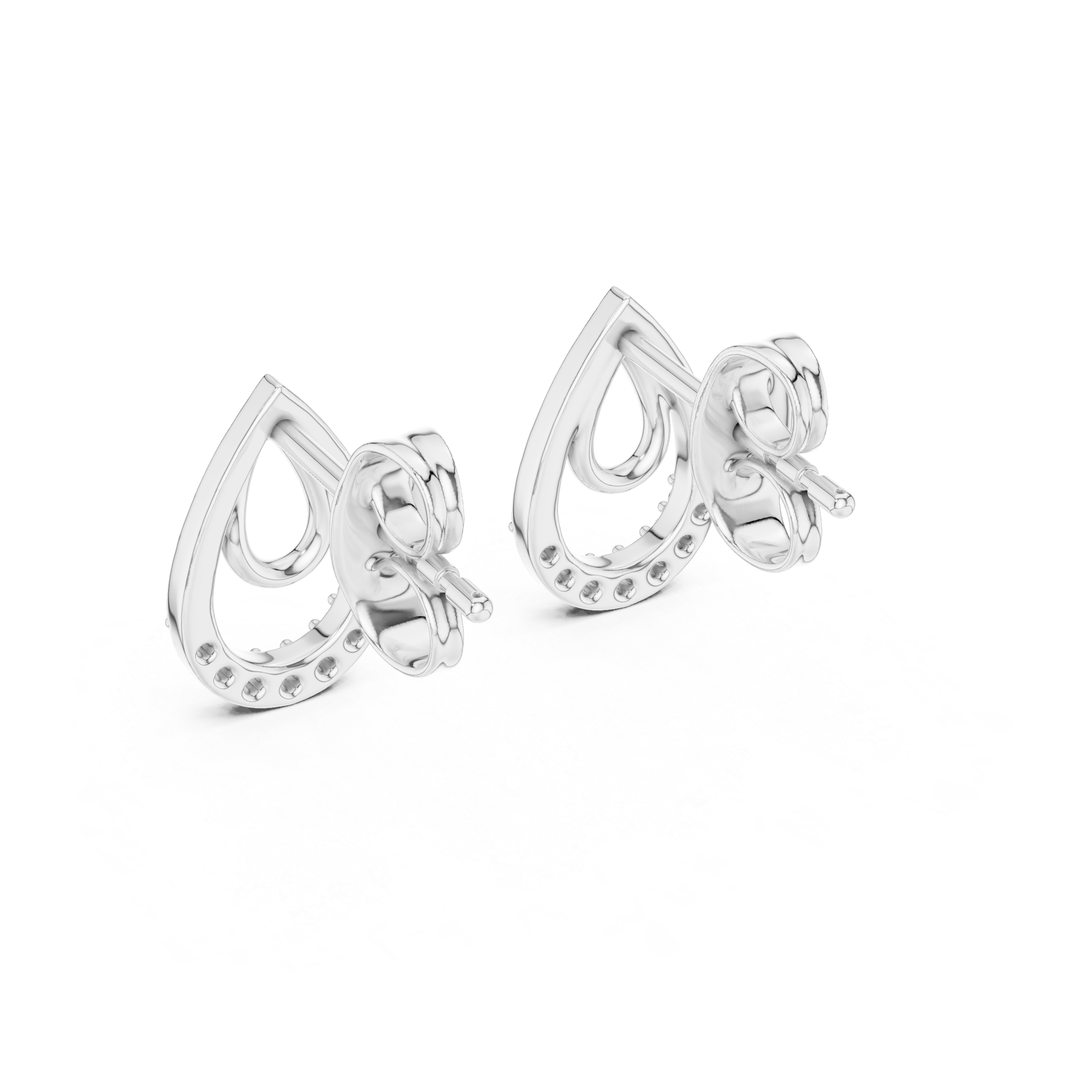 Diamond Pavé Teardrop Open Hoop Drop Earrings with Round Brilliant Accents