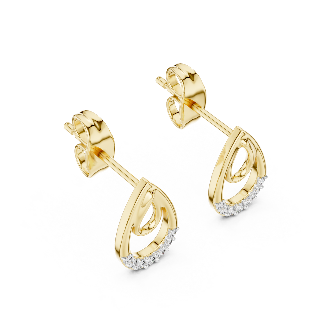 Diamond Pavé Teardrop Open Hoop Drop Earrings with Round Brilliant Accents