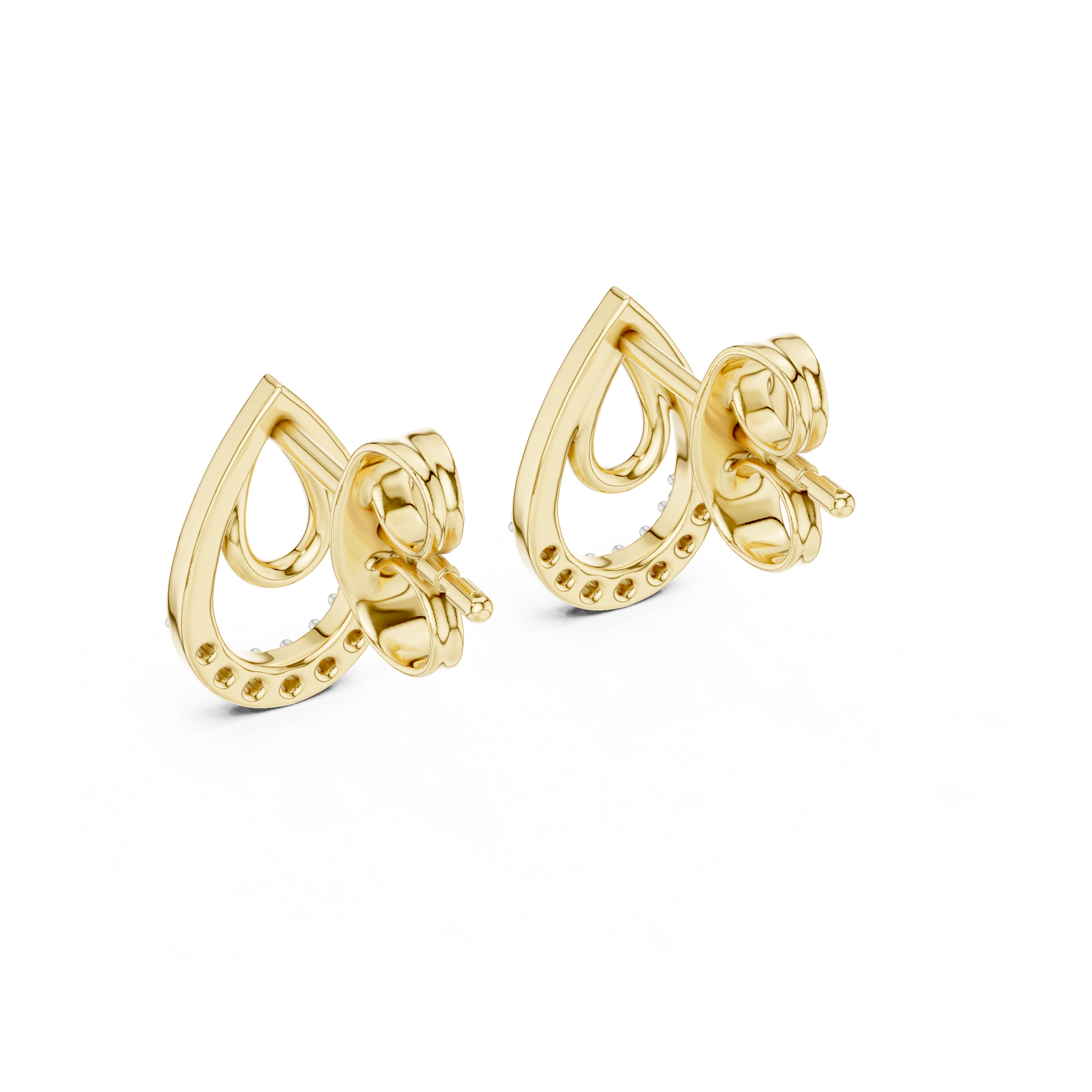 Diamond Pavé Teardrop Open Hoop Drop Earrings with Round Brilliant Accents