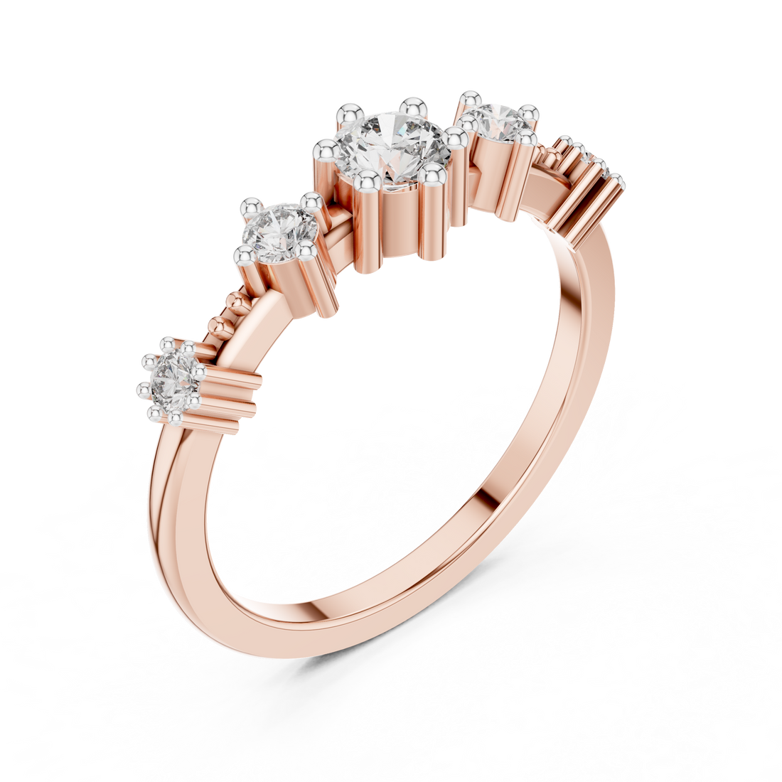 Round Cut Diamond Three Stone Collet Set Ring