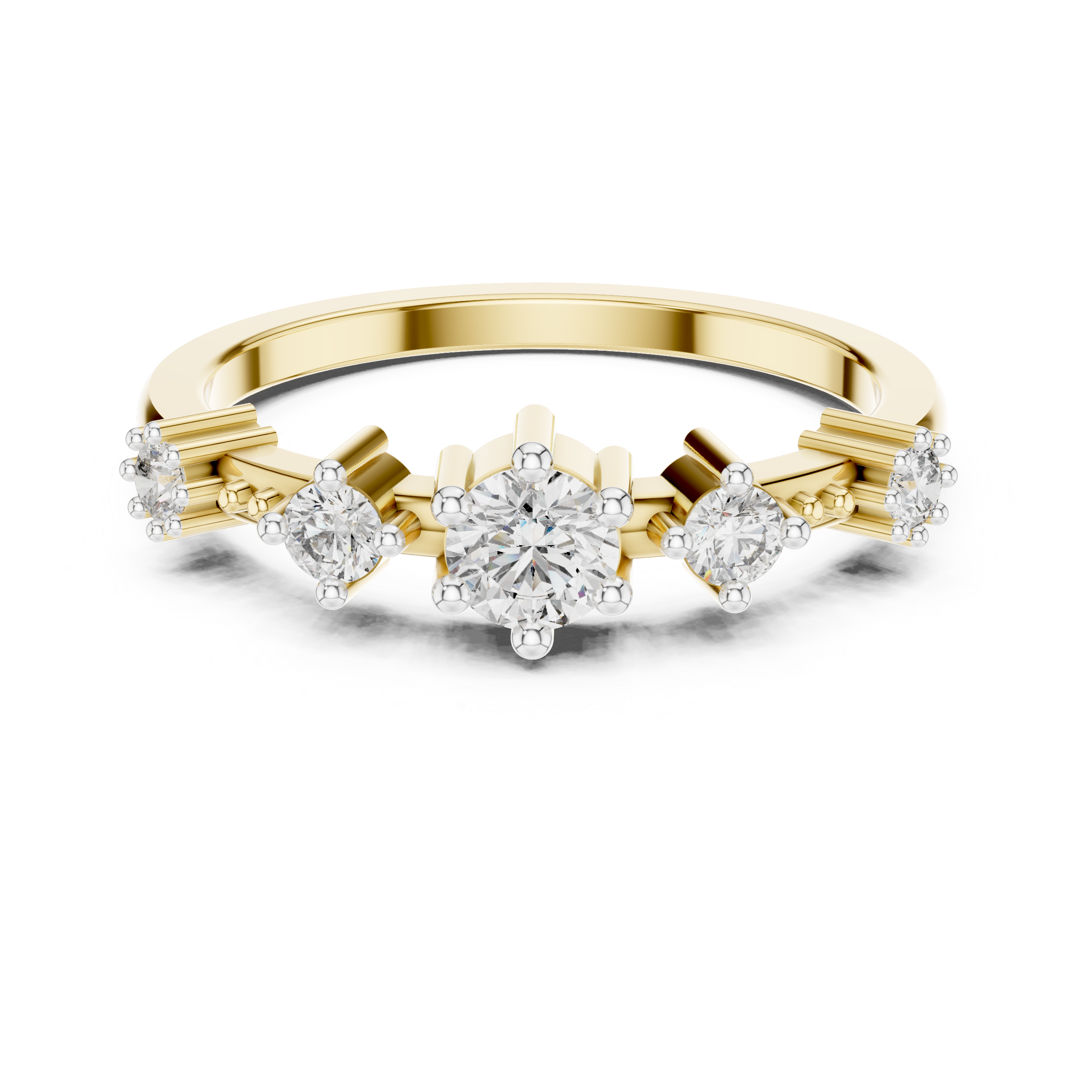 Round Cut Diamond Three Stone Collet Set Ring