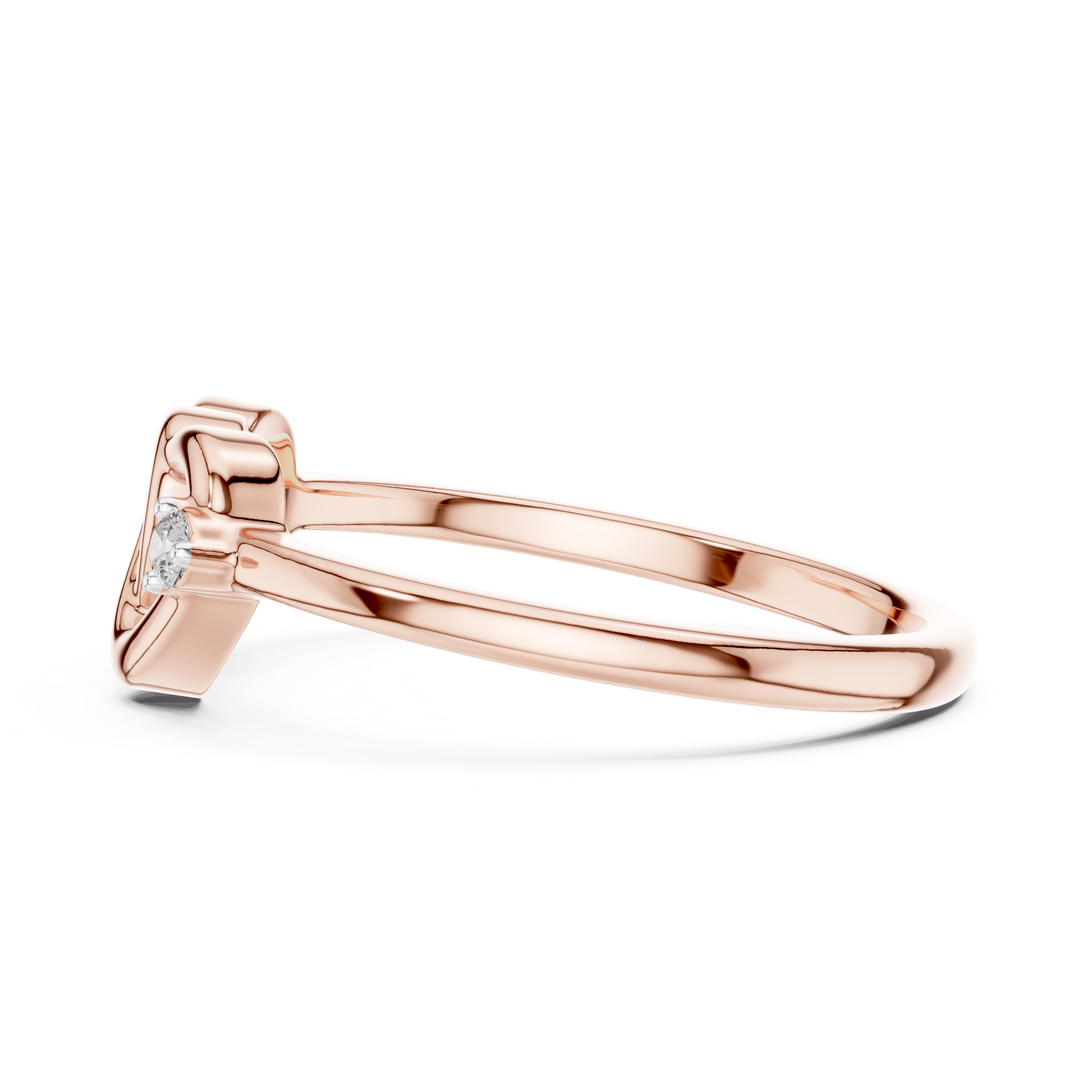 Round Diamond Intertwined Heart Twist Ring